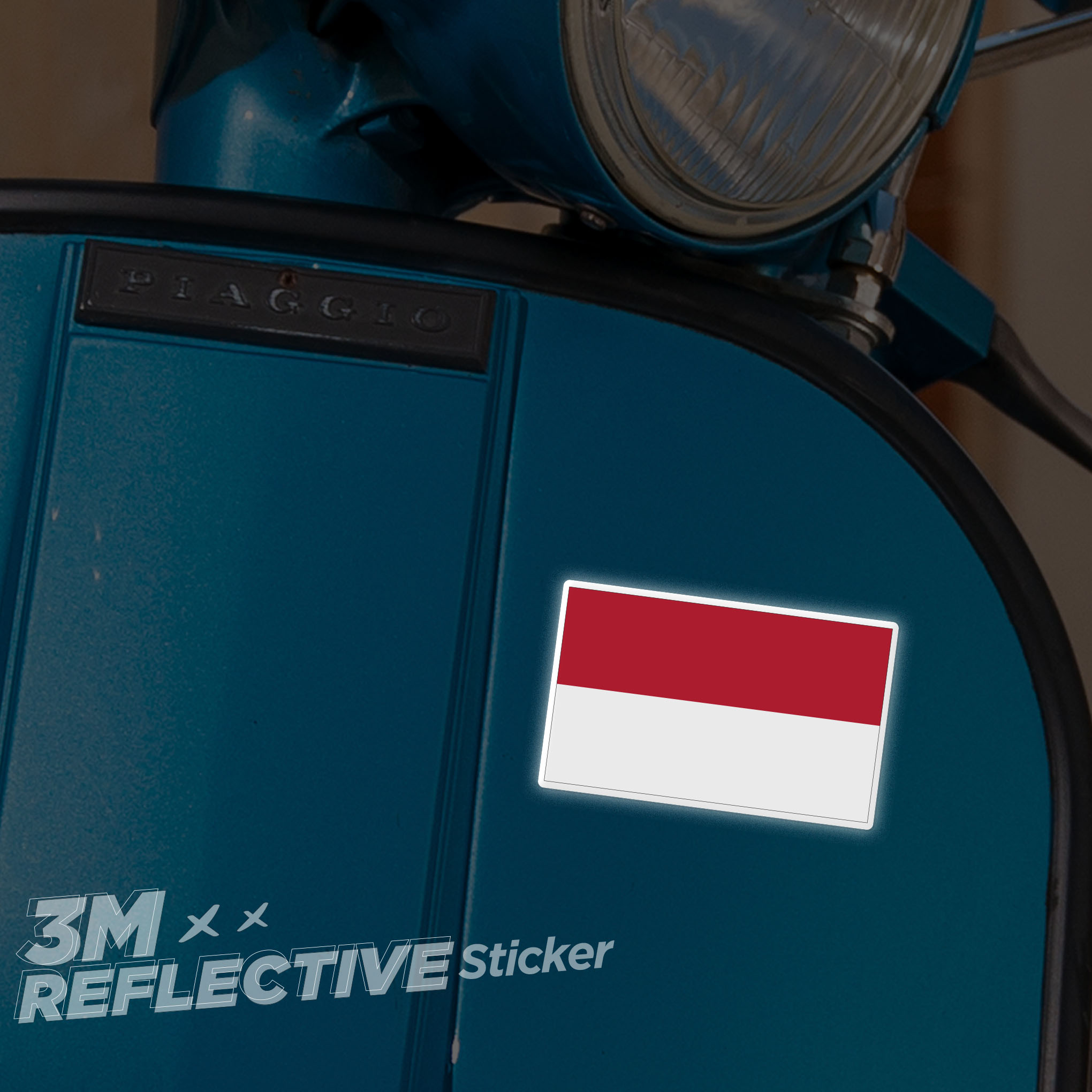 INDONESIA FLAG 3M - Reflective Sticker Die-cut Hình dán phản quang thương hiệu STICKER FACTORY