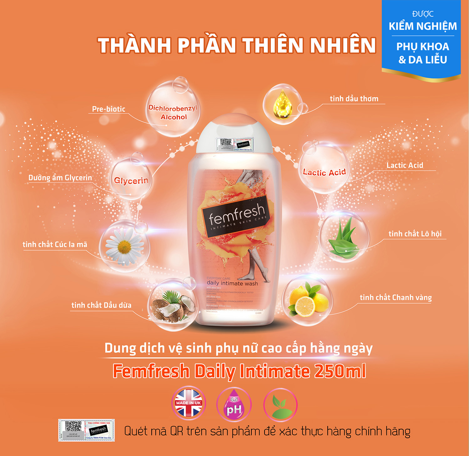 Dung Dịch Vệ Sinh Phụ Nữ Cho Vùng Kín Sạch, Thơm, Tươi Mới Suốt Ngày Dài Femfresh Daily Intimate Wash 150ml