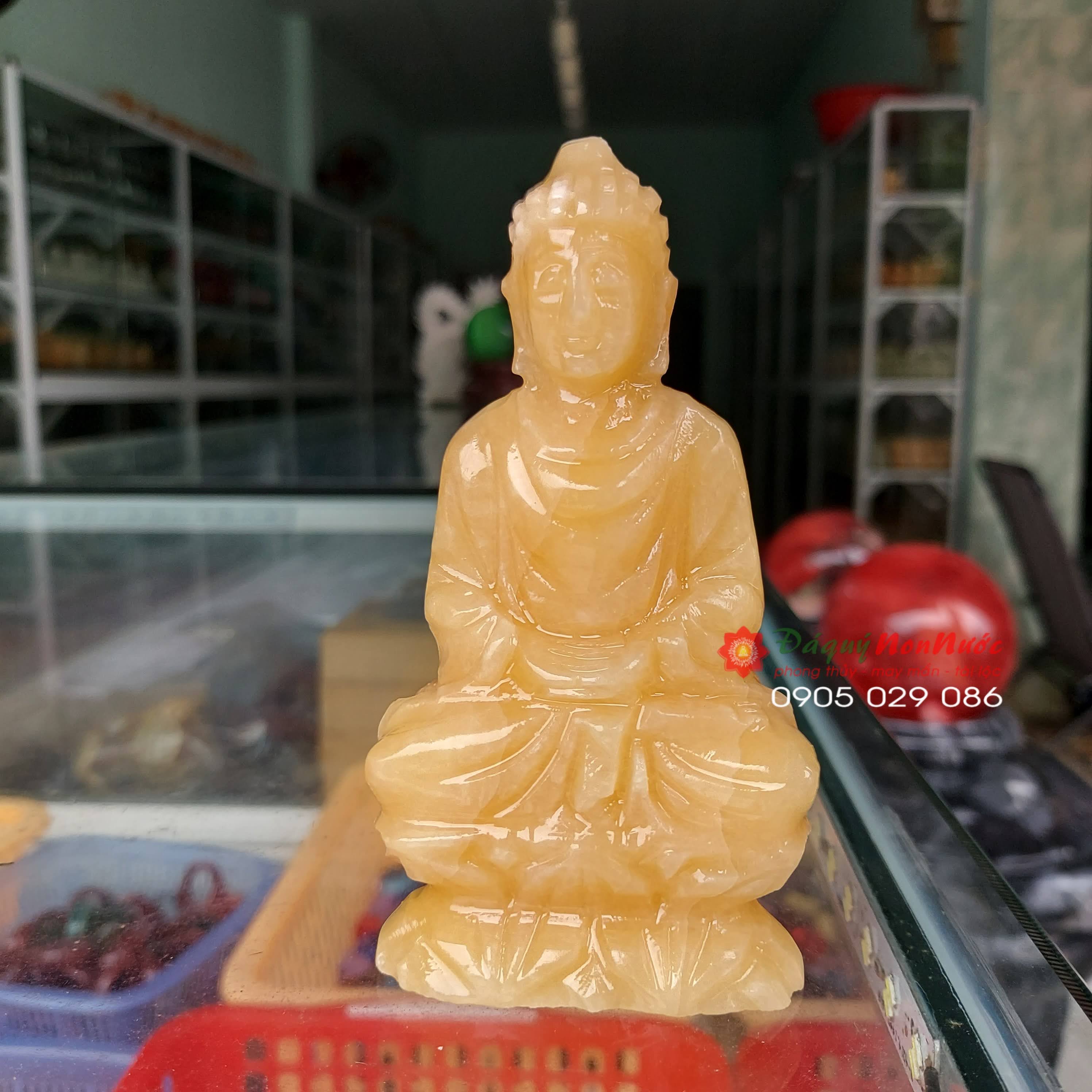 Tượng Phật Thích ca đá ngọc hoàng long 10cm - đá Non Nước