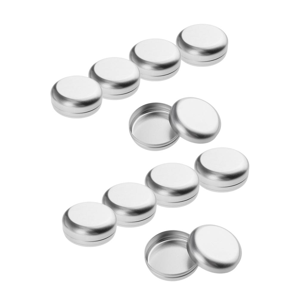 10x Smooth Round Cosmetics Lotion Cream Solid Perfume Jars Pot Case w/ Screw Cap