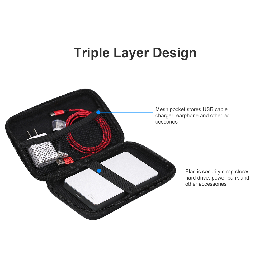 Hộp Đựng Ổ Cứng Cáp Điện Dự Phòng HDD EVA Chống Va Đập 3,5 Inch