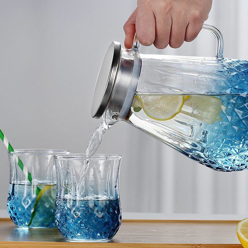 Bình Nước Thủy Tinh 1500ml và 4 Ly 300ml