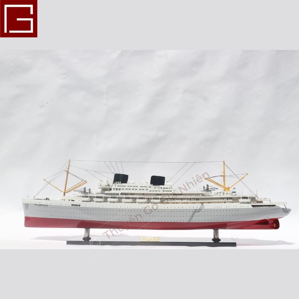 Mô Hình Thuyền Gỗ Trang Trí Phong Thủy Dạng Thuyền Du Lịch MS WILLEM RUYS Chính Hãng, Hàng Xuất Khẩu Chất Lượng Cao