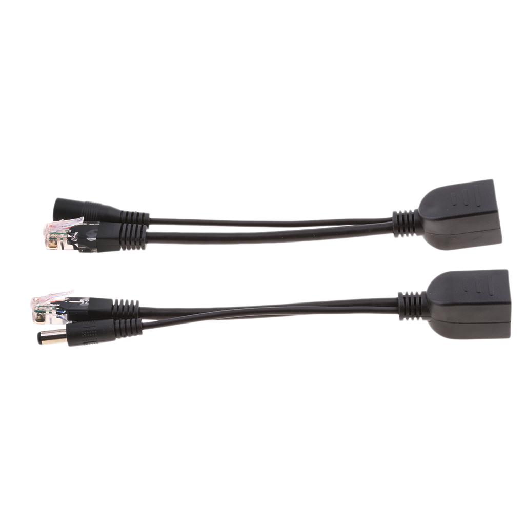12V Passive PoE Injector and PoE Splitter Kit with 5.5x2.1mm DC Connector 2Pcs Universal PoE Adapter