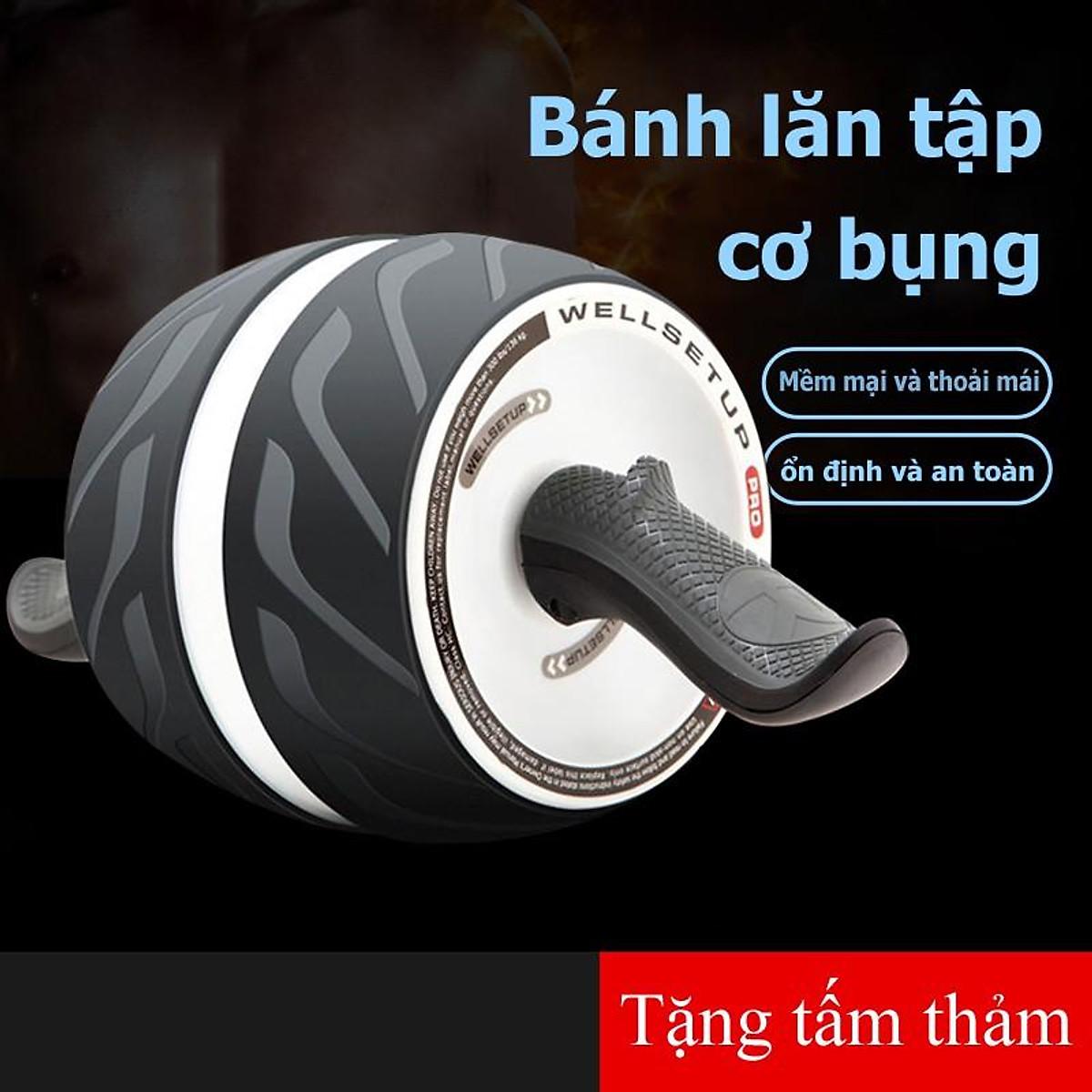 Bánh lăn tập bụng cao cấp tặng kèm thảm tập