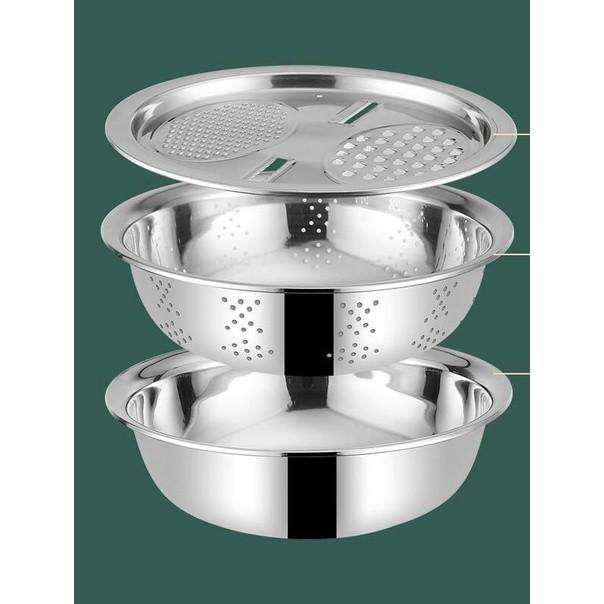 Bộ dụng cụ nạo rau củ quả đa năng kèm rổ Inox