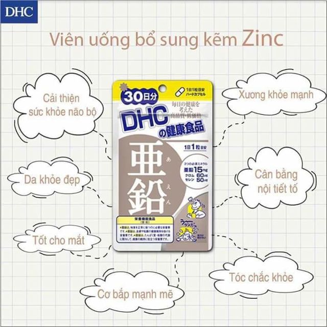 Viên Uống Bổ Sung Kẽm Cho Cơ Thể Khỏe Mạnh DHC ZinC 30 ngày Bao bì mới
