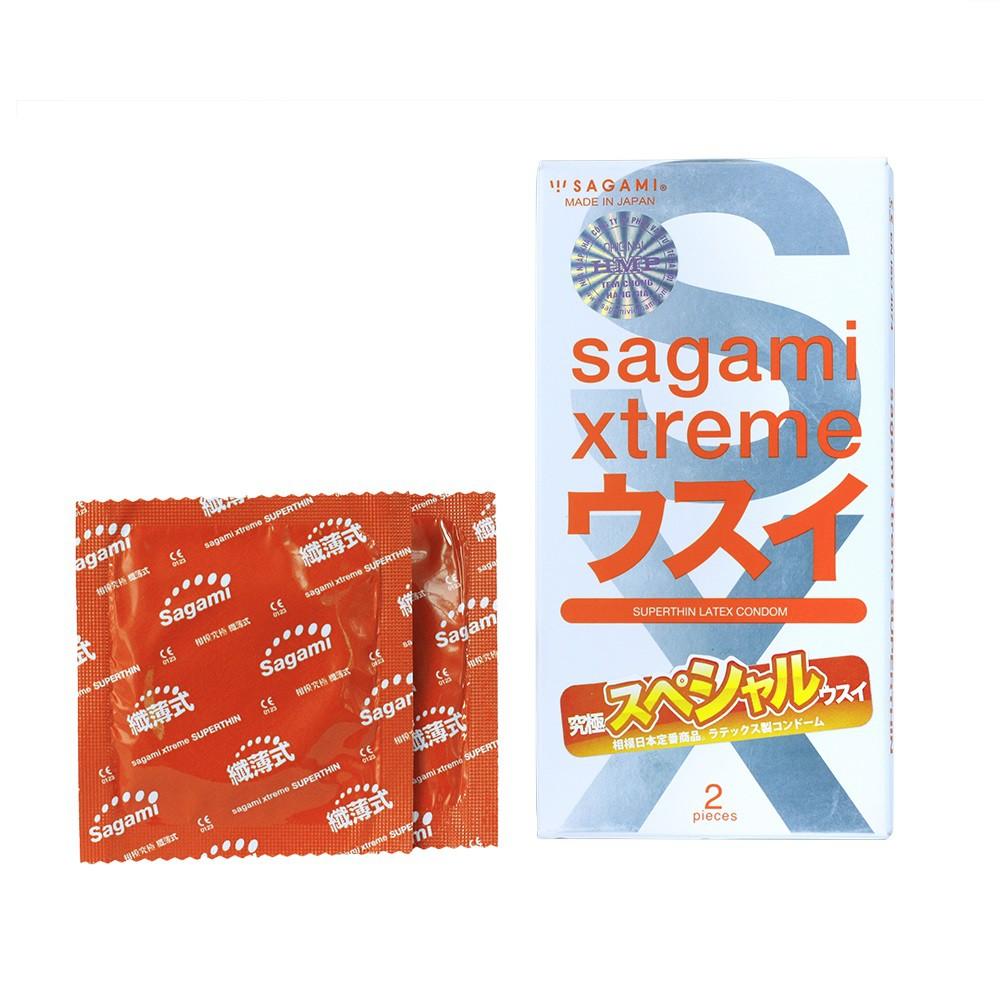 Bao cao su Sagami Superthin - Mỏng - Kiểu truyền thống - Hộp 2 chiếc