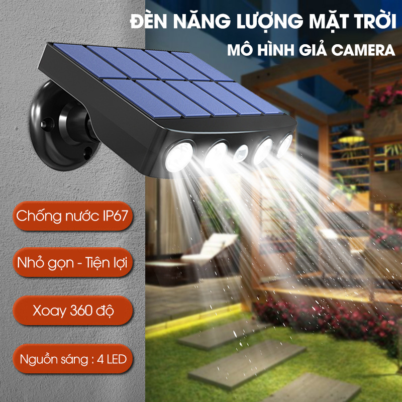 Đèn năng lượng mặt trời cảm biến giả camera, an toàn, tiện dụng, có điều khiển từ xa - D1382