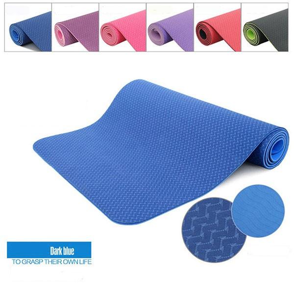 Thảm tập yoga TPE 6mm 2 lớp chống trơn (Túi đựng + màu ngẫu nhiên)