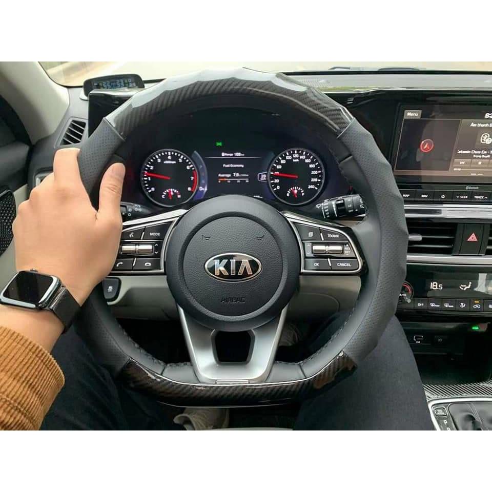 Bọc Vô Lăng, Bọc Tay Lái Mẫu Chữ D Custom- lắp vừa Cho Xe Kia Seltos, XL7, Almera