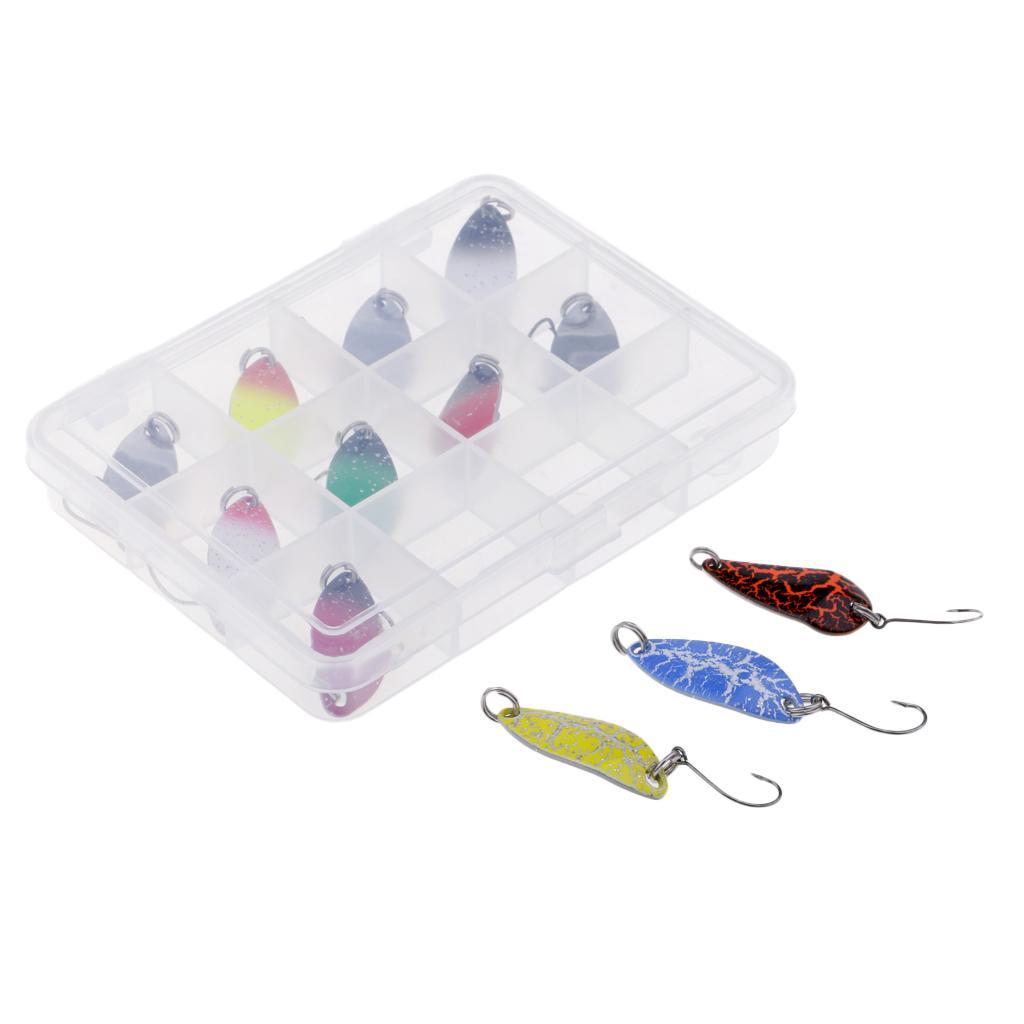12pcs Fishing Lure Spoons Sequins Baits Hard Lure with Single Hook Colorful