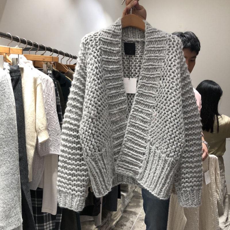 MS390 Áo khoác len đan dệt kim sợi to phong cách Hàn Quốc
