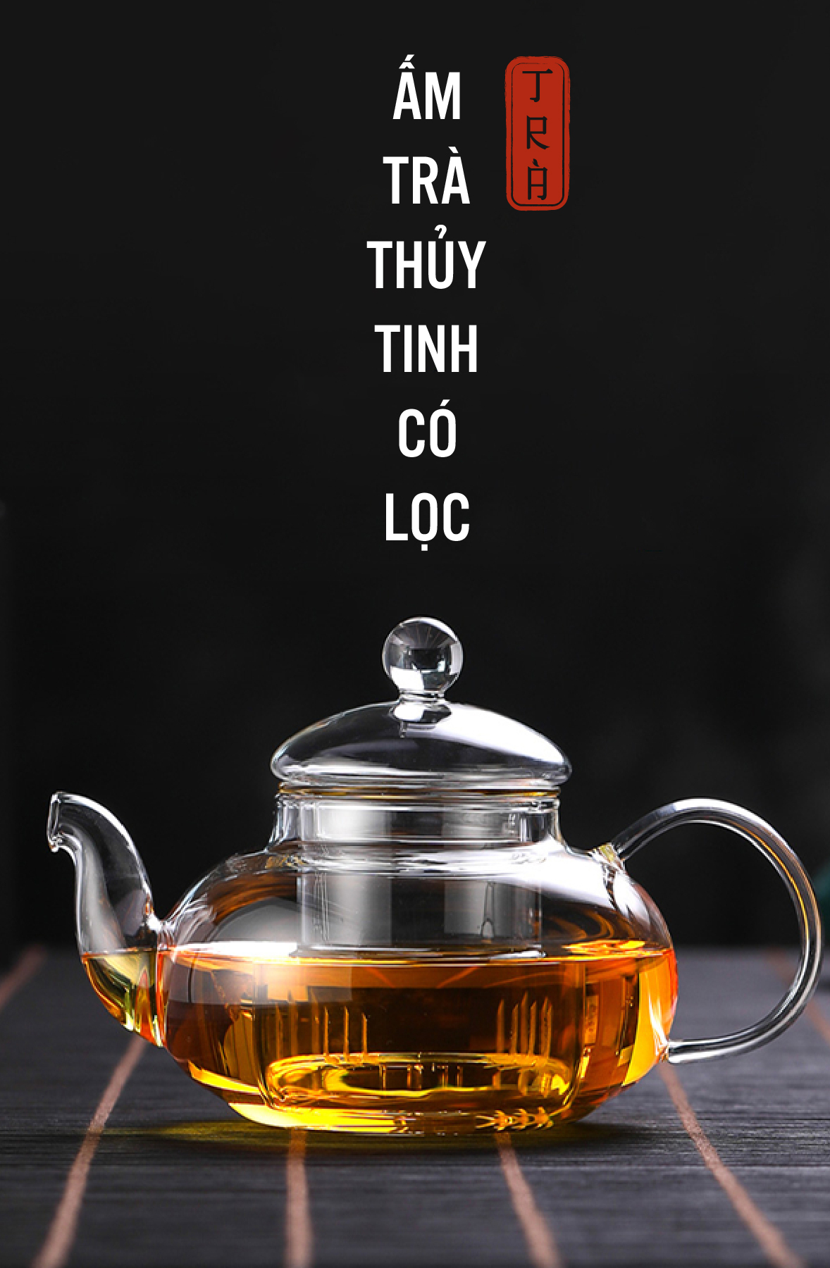 Ấm trà thủy tinh borosilicate chịu được chênh lệch nhiệt độ và có thể đun trực tiếp trên bếp điện, dung tích 400ml