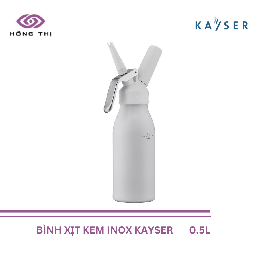 Bình Xịt Kem Tươi bằng Nhôm hiệu KAYSER dung tích 0.5 Lít mã hàng 4955 (Bình nhôm, đầu nhựa) - Hàng Nhập Khẩu