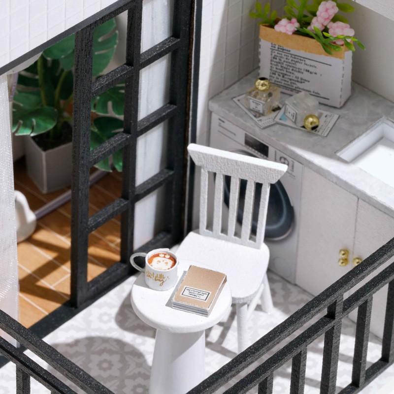 Mô hình nhà búp bê DIY Doll House Miniature_ GENKI LIFE _Tặng TẤM CHE BỤI + KEO