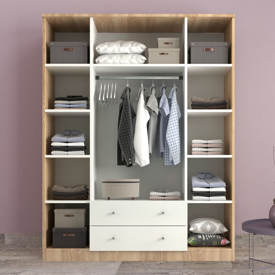 Tủ quần áo gỗ hiện đại SMLIFE Clidos | Gỗ MDF dày 17mm chống ẩm | D160xR50xC200cm