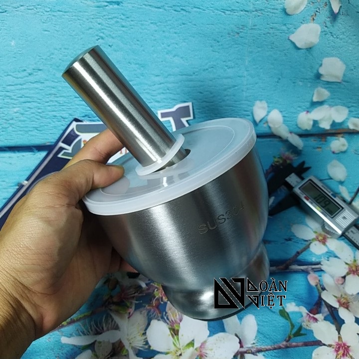 Bộ CỐI CHÀY INOX SUS 304 BẦU có NẮP. Dụng cụ nhà bếp Chày giã nghiền thực phẩm tỏi tiêu ĐA NĂNG Chày cối là dụng cụ thiết yếu mọi gia đình và Nhà hàng