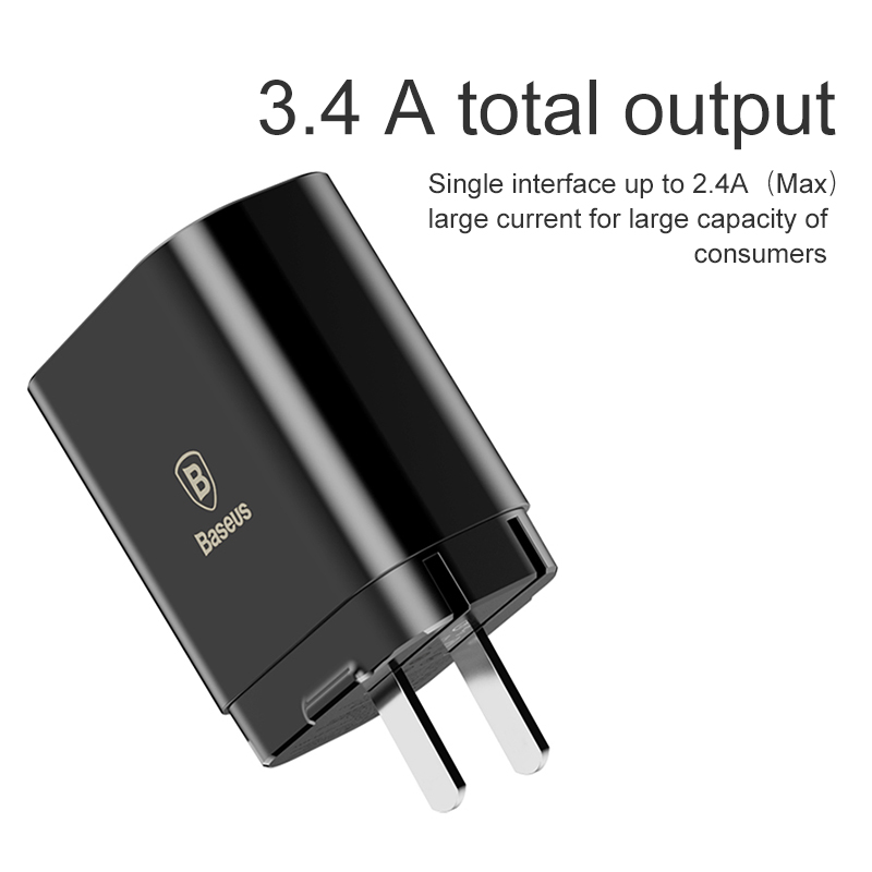 Bộ sạc đa năng Baseus Mirror Lake Intelligent Digital Display Travel Charger 3 cổng sạc (3 Ports USB, LED Intelligent Digital Display, Fast Charging) - Hàng chính hãng