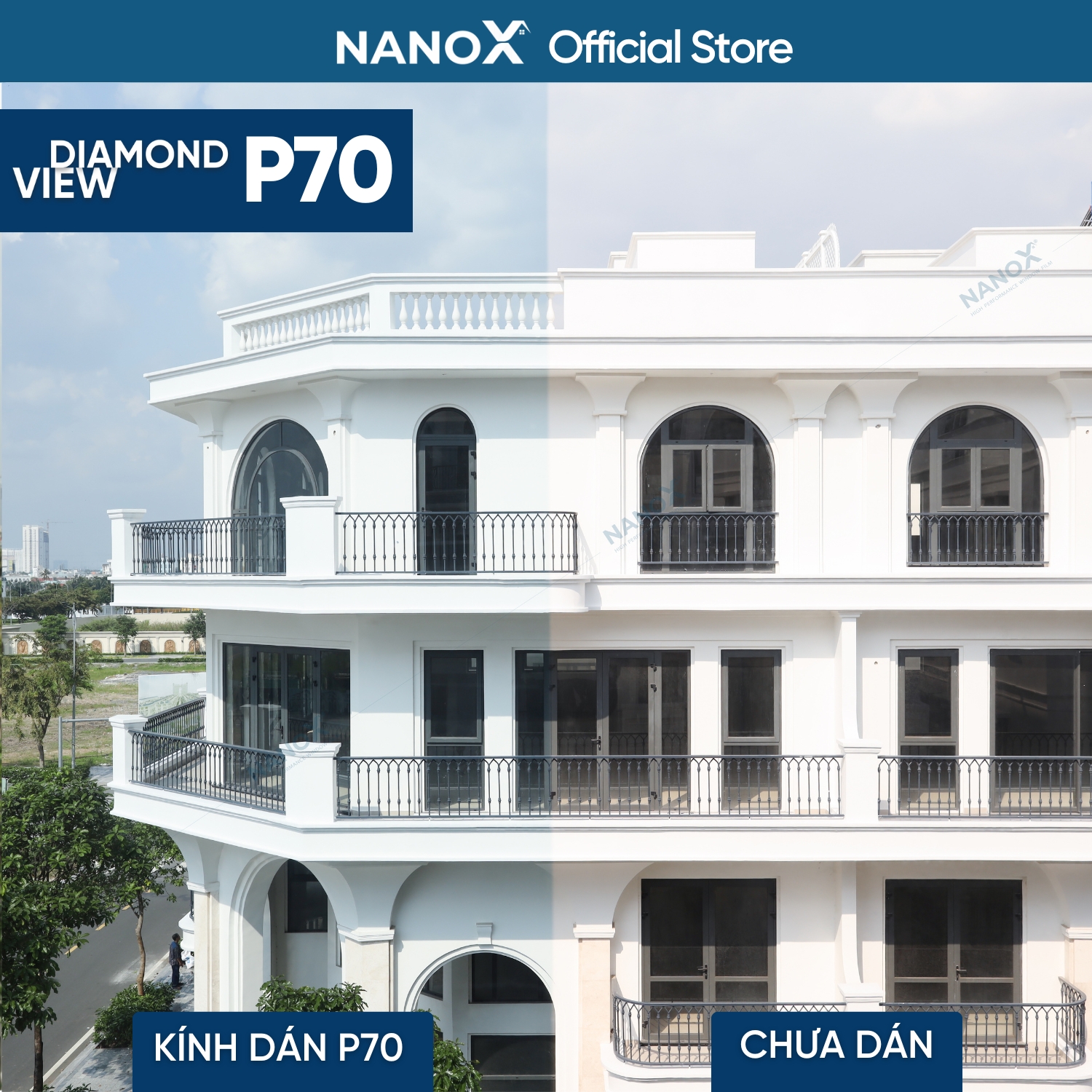 Phim cách nhiệt NanoX P70 sáng màu, độ trong suốt cao, chống IR &amp; UV cho nhà kính