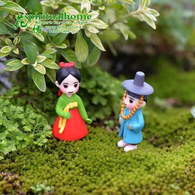 Phụ kiện tiểu cảnh cặp đôi hàn quốc trang trí sen đá, xương rồng, terrarium, charm slime