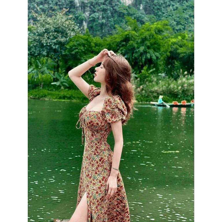 ĐẦM XÒE HOA NỮ CỰC XINH THỜI TRANG QUÝ PHÁI HỌA TIẾT HOA SANG CHẢNH