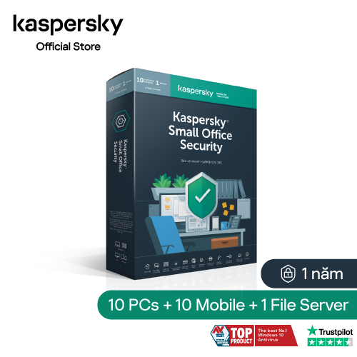 Phần mềm diệt virus cho doanh nghiệp nhỏ Kaspersky Small Office Security 10 PCs 10 Mobile 1 Server - Hàng chính hãng