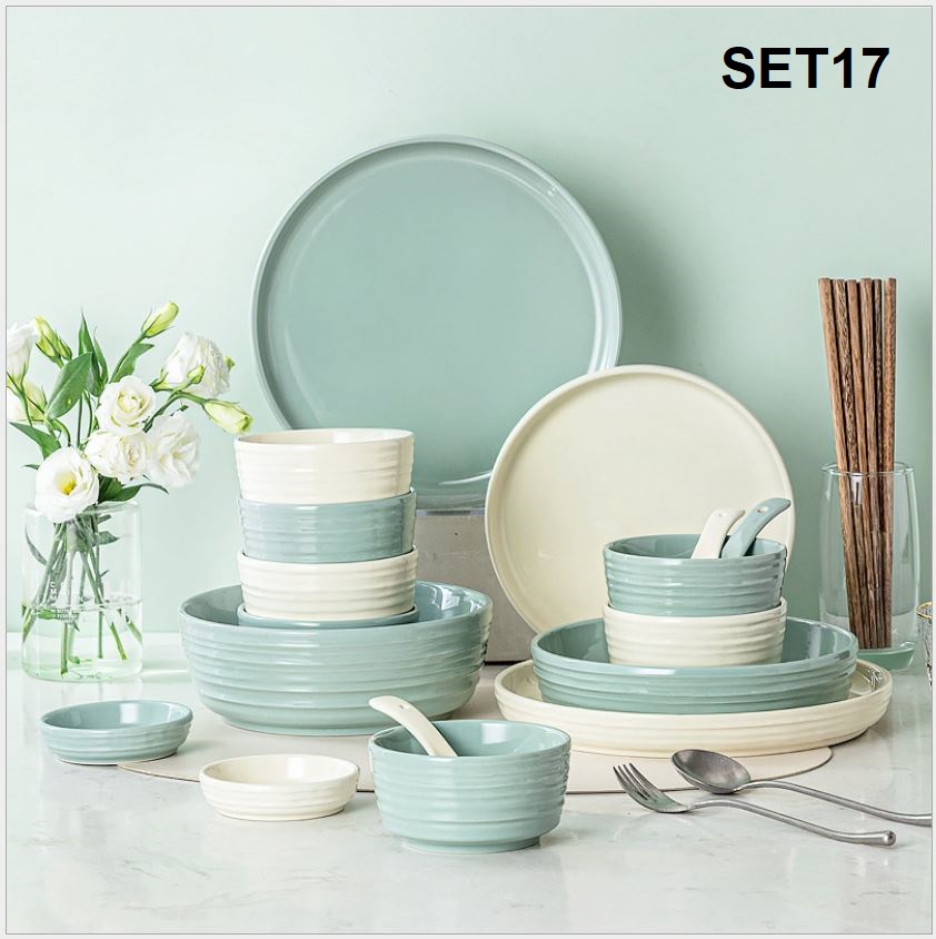 Set 38 chi tiết mix xanh và trắng phong cách Hàn Quốc