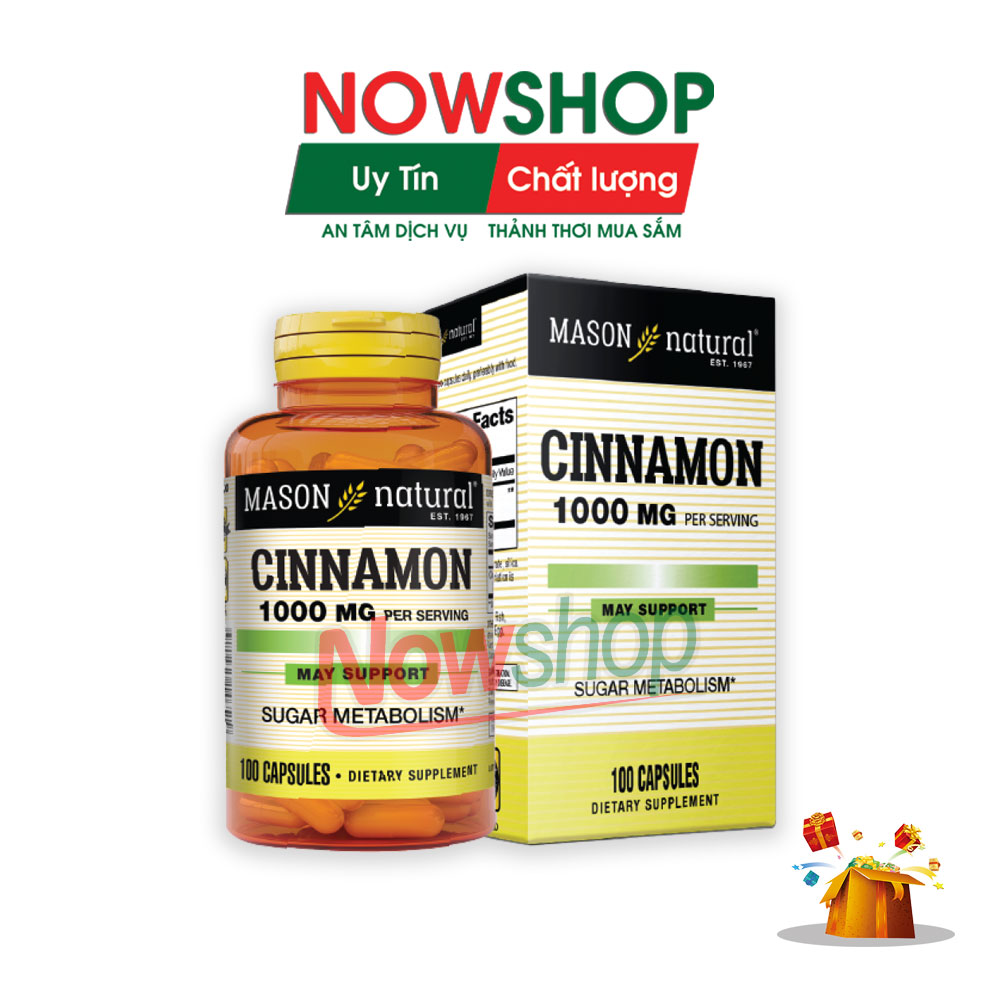 Viên uống hỗ trợ chuyển hóa và ổn định đường huyết Mason Natural Cinnamon 1000mg