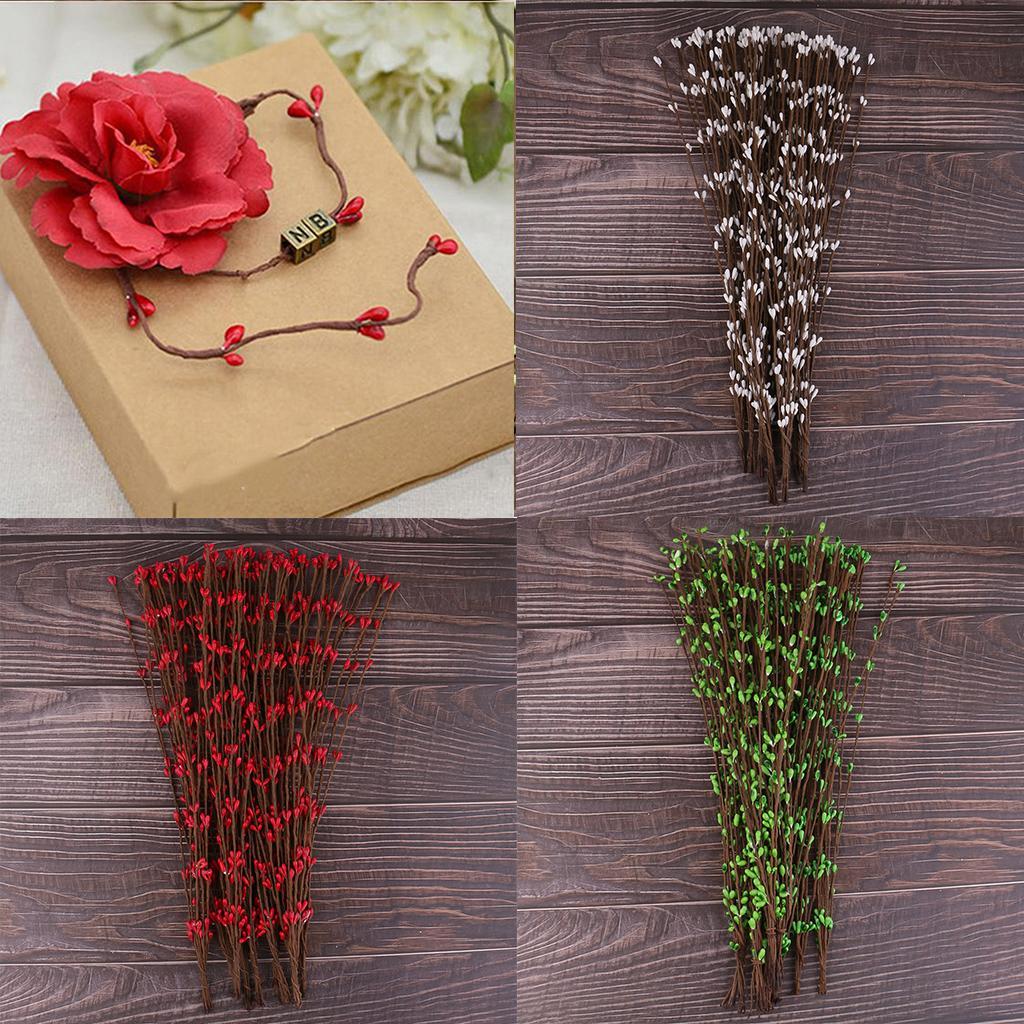 200x Pip Berry Garland Stem Rustic Wall Door Decor DIY Party Favor Red White