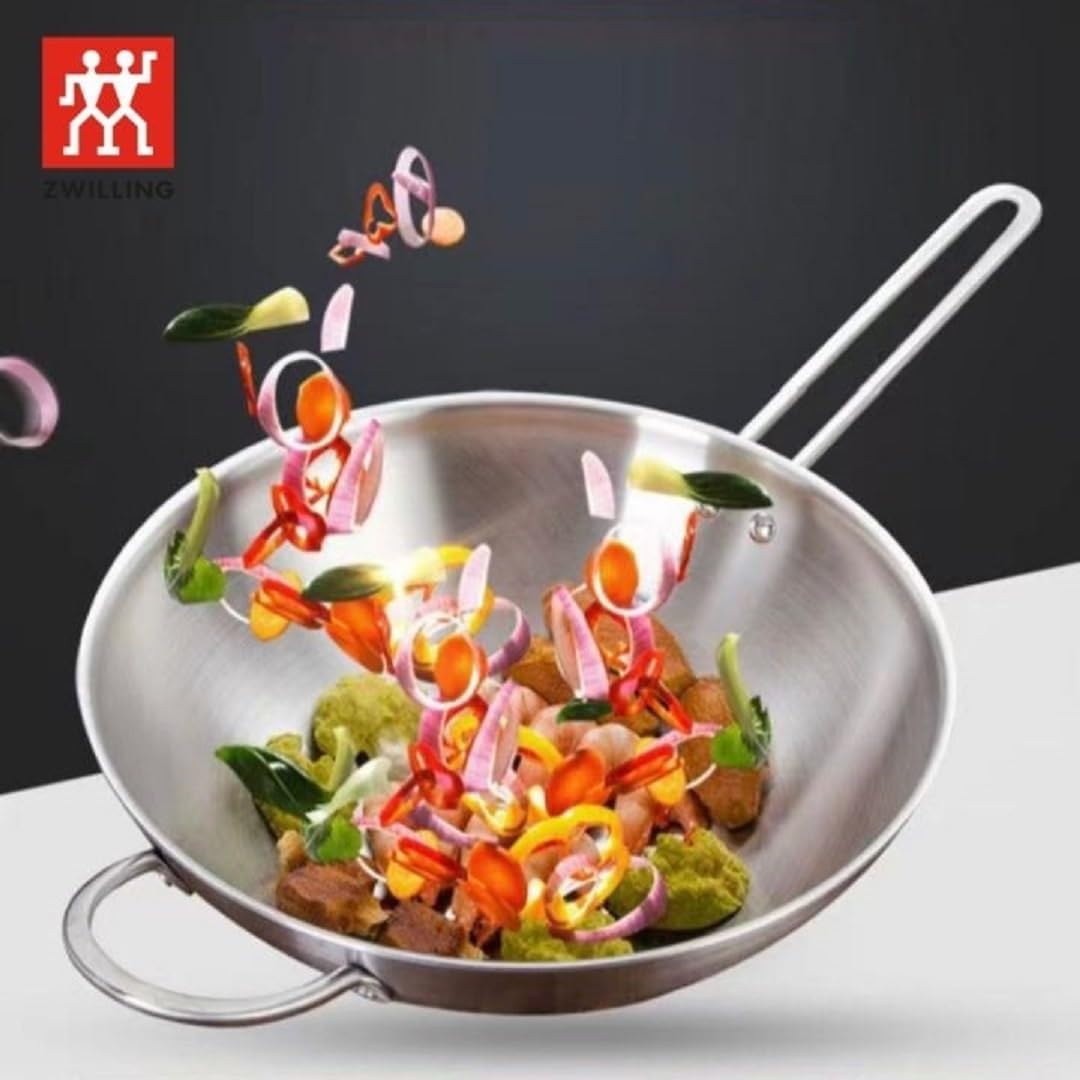 Chảo Zwilling wok 30 cm kèm vung kính Hàng chính hãng