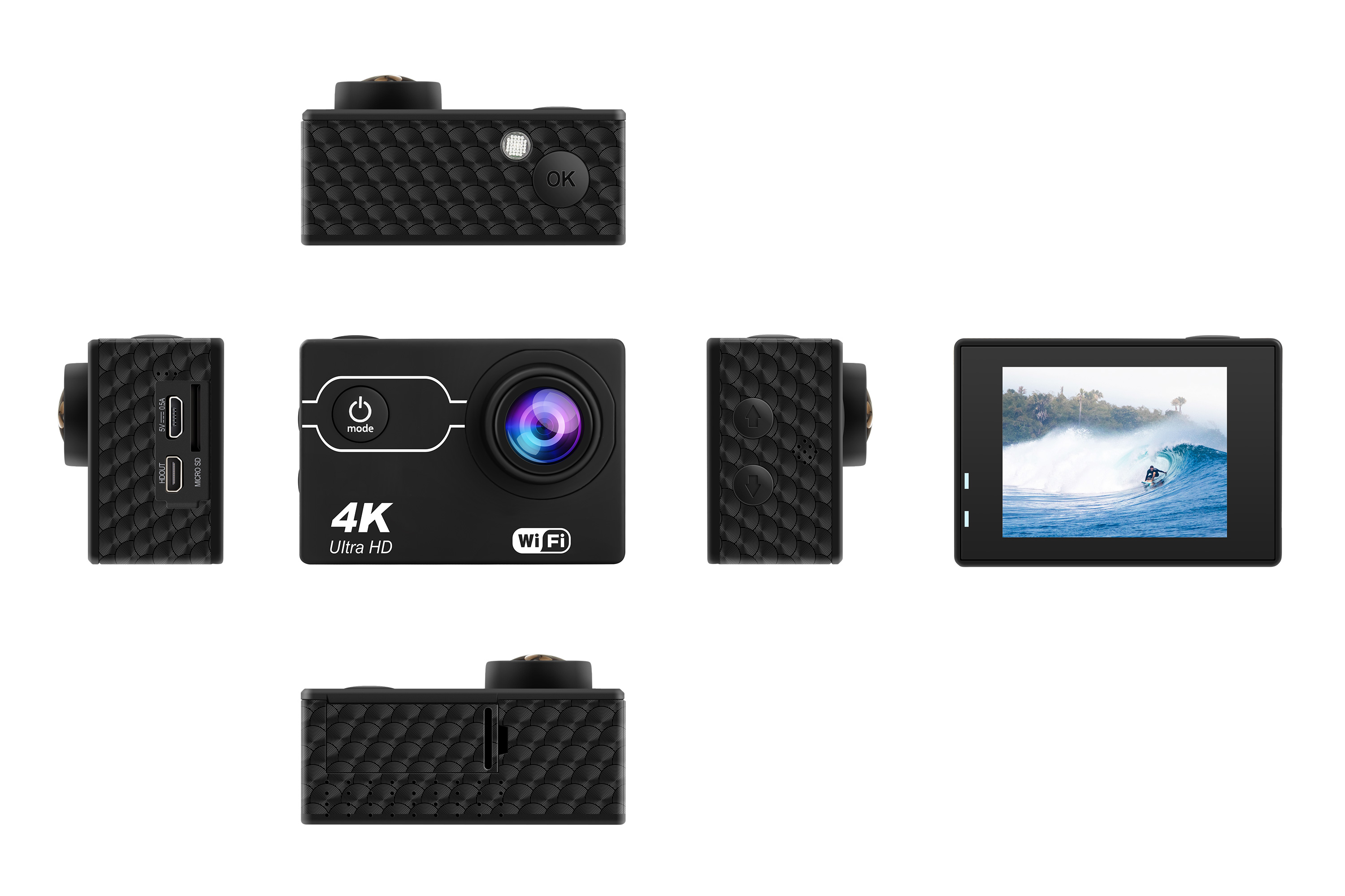 Ourlife 4K 30FPS HD Out Camera hành động Hỗ trợ Wifi Lặn Xe đạp Xe máy Ổ ghi Camera thể thao Mũ bảo hiểm chống nước Cam