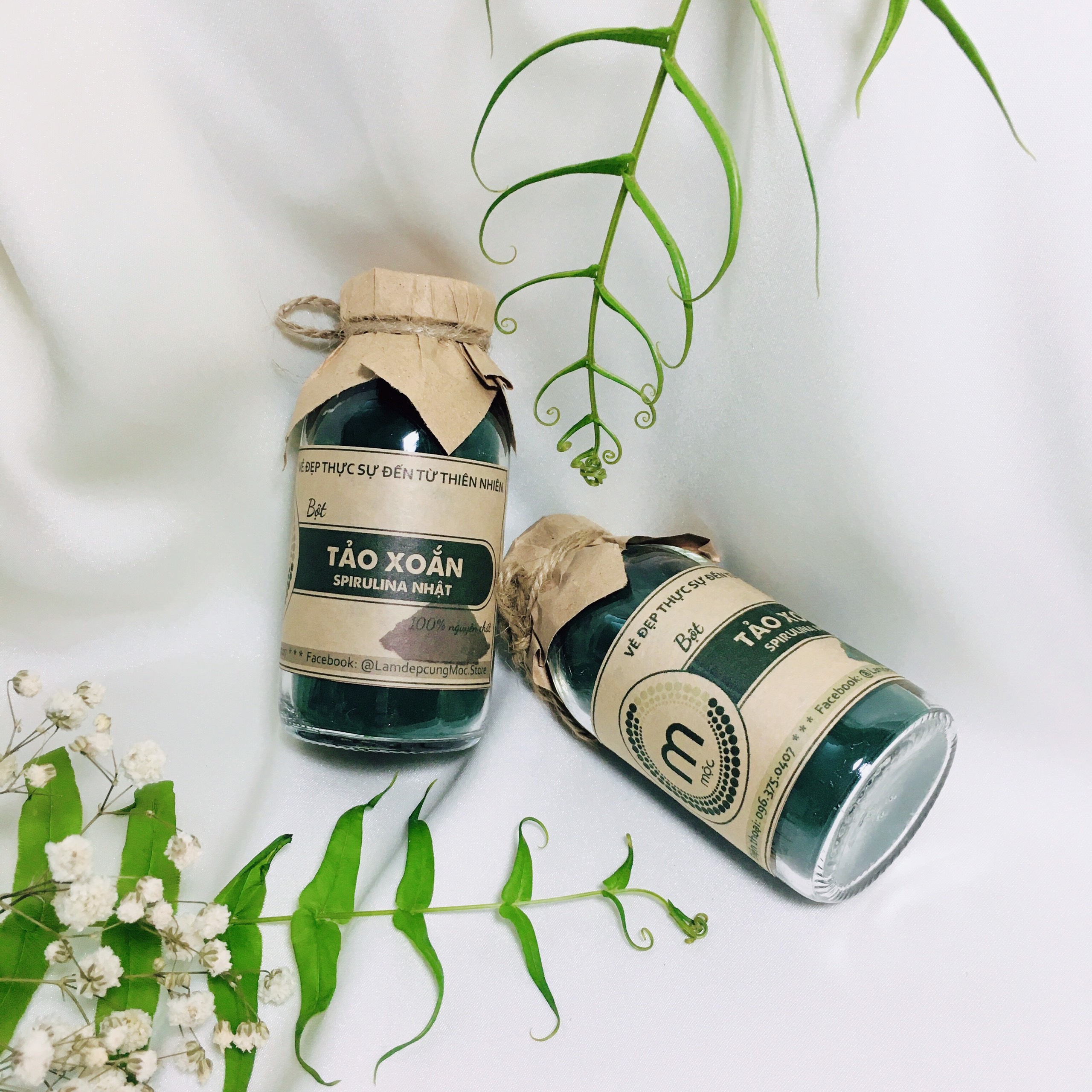 Bột Tảo Xoắn Spirulina Nhật Bản đắp mặt nguyên chất từ thiên nhiên 100ml handmade
