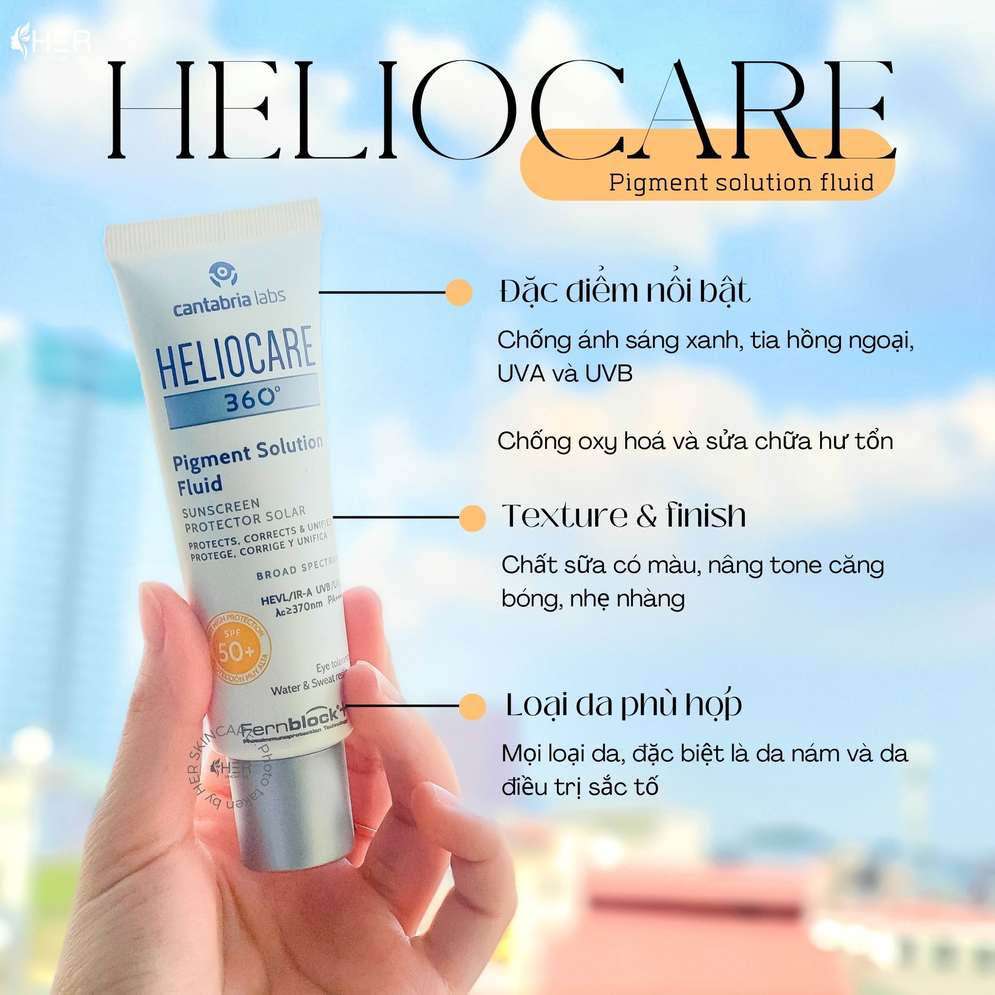 Kem chống nắng Heliocare 360° Pigment Solution Fluid SPF - Bảo vệ vượt trội