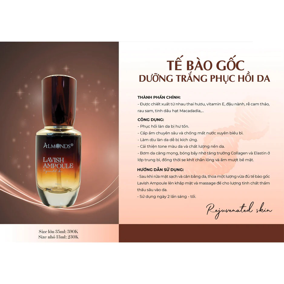 Tế Bào Gốc Dưỡng Trắng Phục Hồi Da Almonds Lavish Ampoule