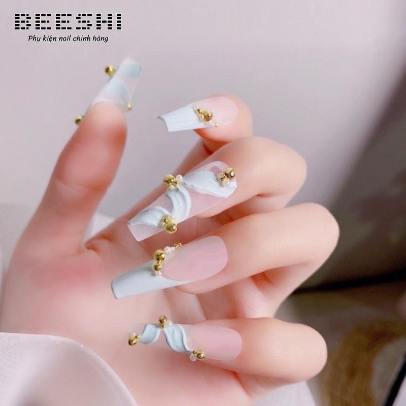Bi nail trang trí móng vàng bạc mix size 6 ô-beeshi shop nail