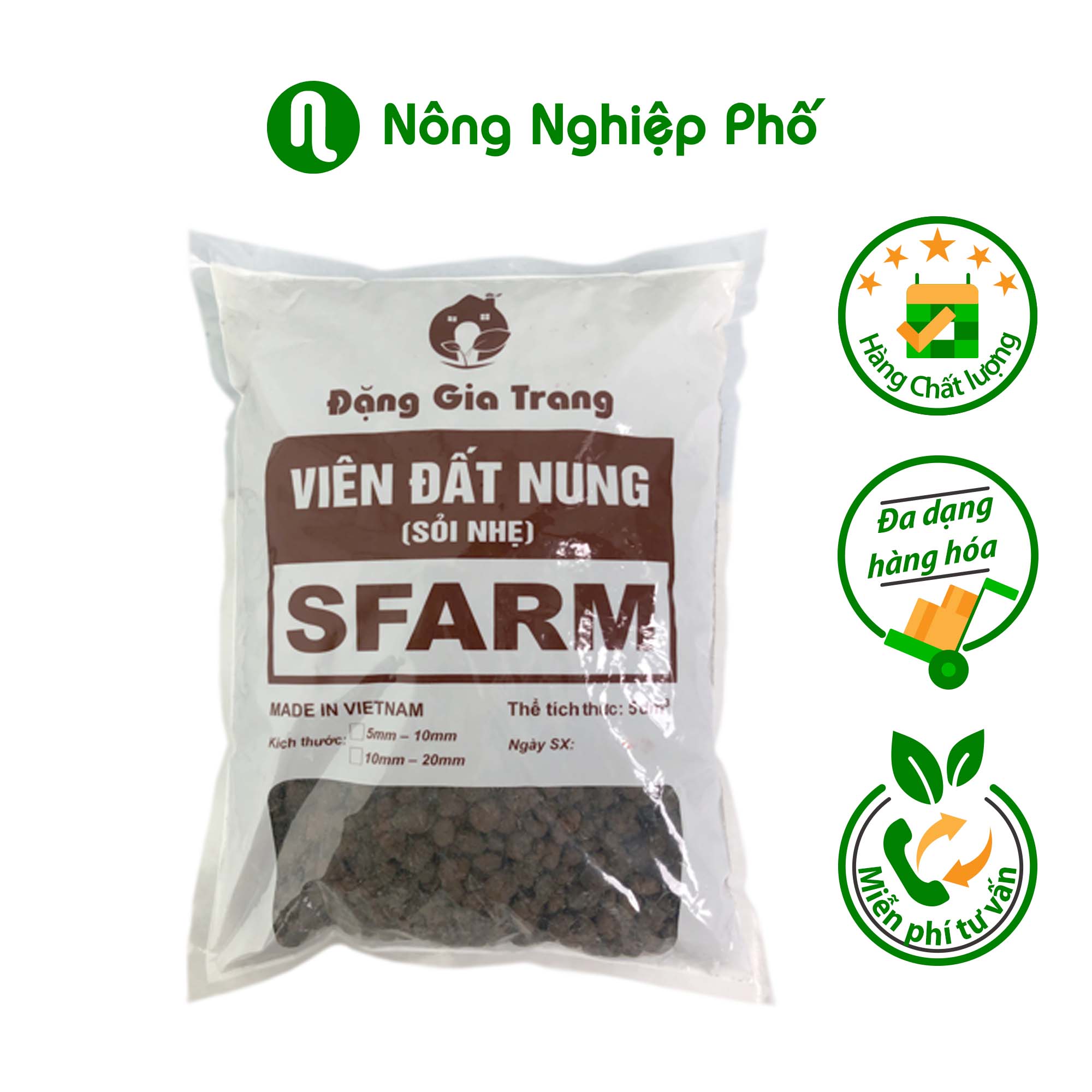 TÚI 5 DM3 - VIÊN ĐẤT NUNG SFARM - SIZE 5-10 MM - THÍCH HỢP SỬ DỤNG CHO THỦY CANH, AQUAPONIC, NUÔI CÁ - TRỘN VỚI ĐẤT GIÚP THÔNG THOÁNG