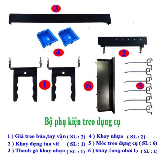 Bộ phụ kiện Tấm lưới đôi Pegboard