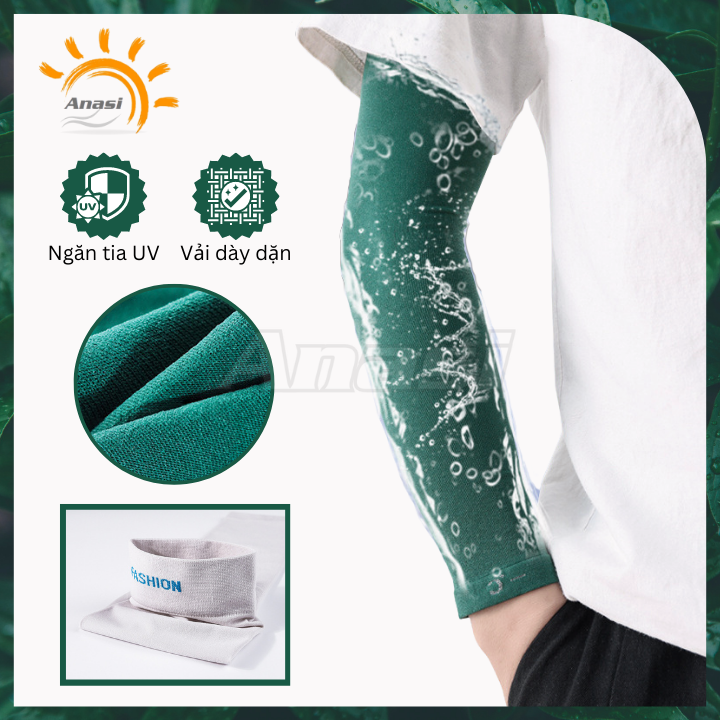 Găng tay chống nắng xỏ ngón Anasi AMX72 - Vải dệt DÀY, không đường may - Chống tia UV