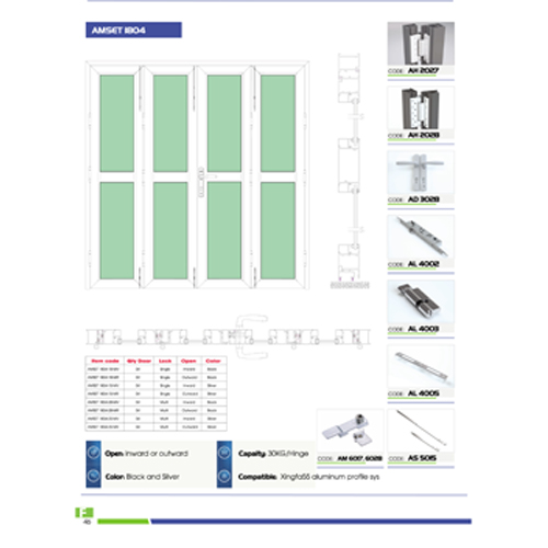 BẢN LỀ CỐI CỬA ĐI CÁNH - CÁNH 4D CHO HỆ NHÔM XINGFA, JMA AH2028