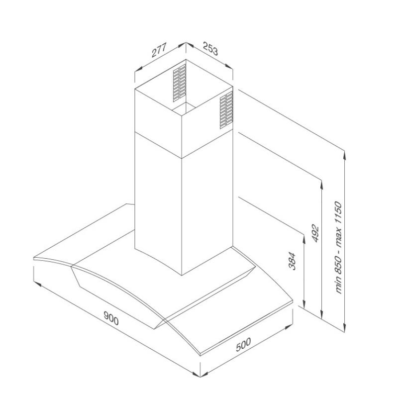 Máy Hút Mùi Áp Tường Malloca SIGMA - K820T - Công suất hút 850m3/h - Ngang 90cm - Hàng Chính Hãng