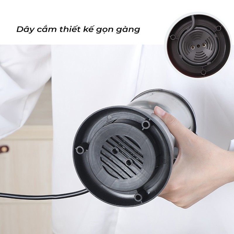 Máy Xay Hạt Khô Tiêu Chuẩn Châu Âu Máy Xay Ngũ Cốc Mini Công Suất 300w Lưỡi Dao 6 Cánh Thân Máy Bằng Thép Không Gỉ - Hàng Loại 1 - Chính Hãng MINIIN