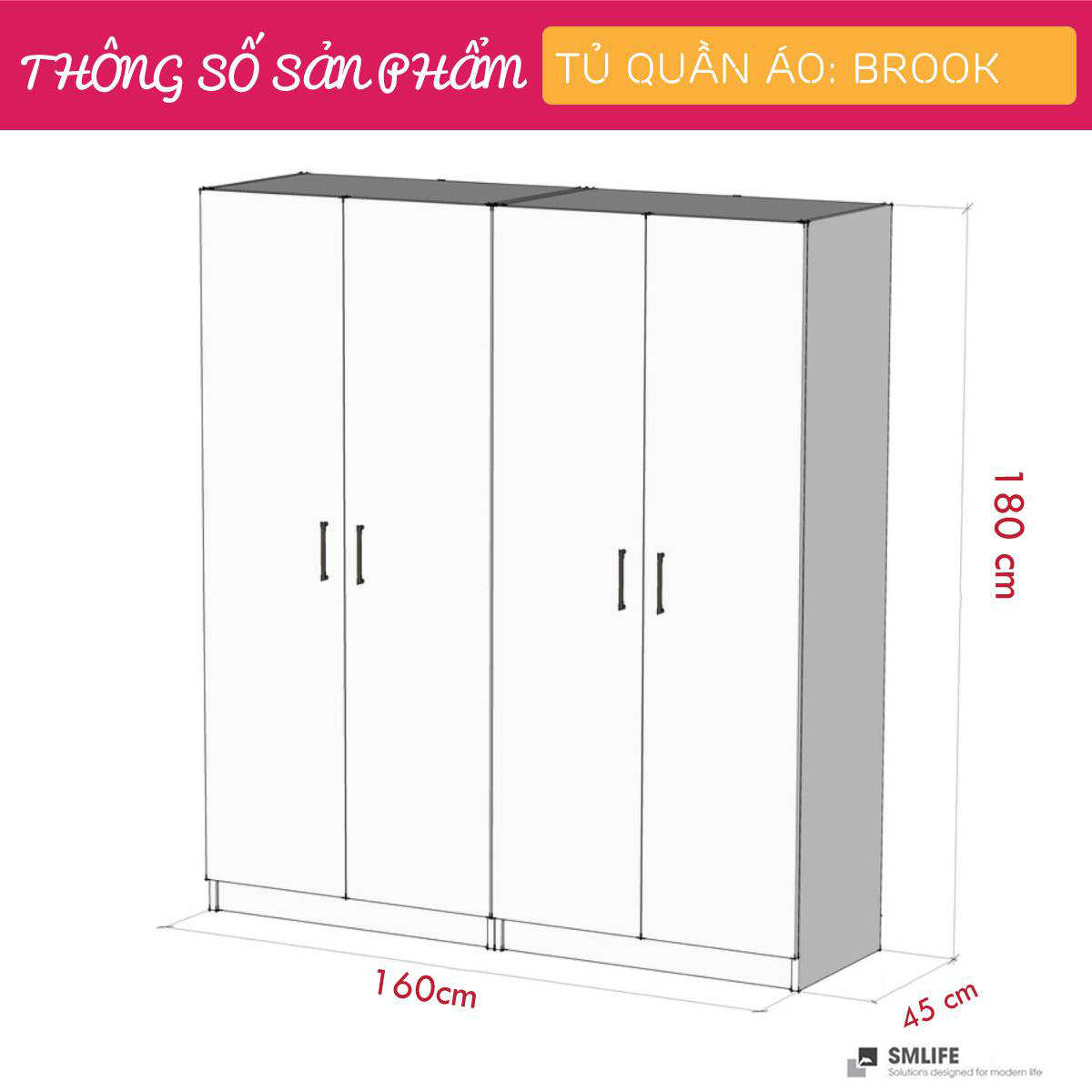 Tủ quần áo gỗ hiện đại SMLIFE Brook