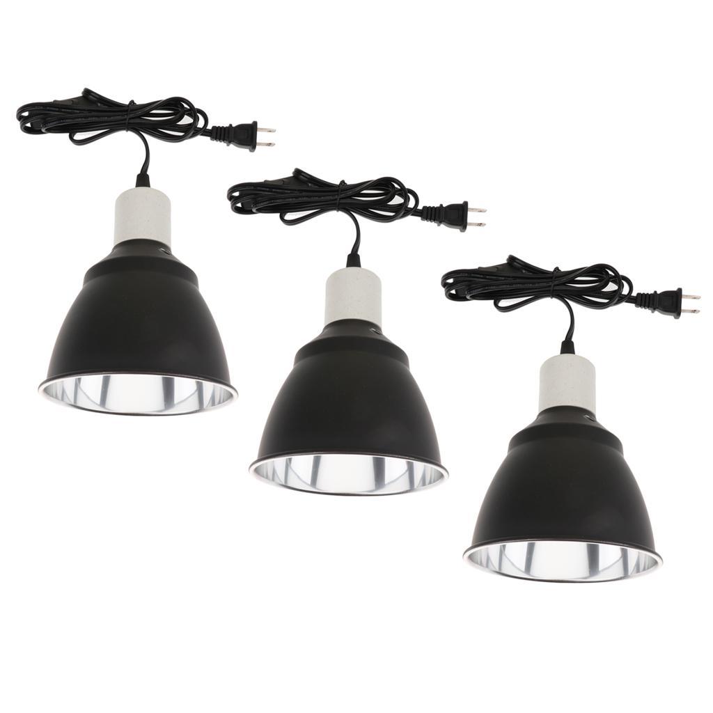 3x Reptile Ceramic Heat Light UV Lamp Holder Fixture Reflector Dome E27