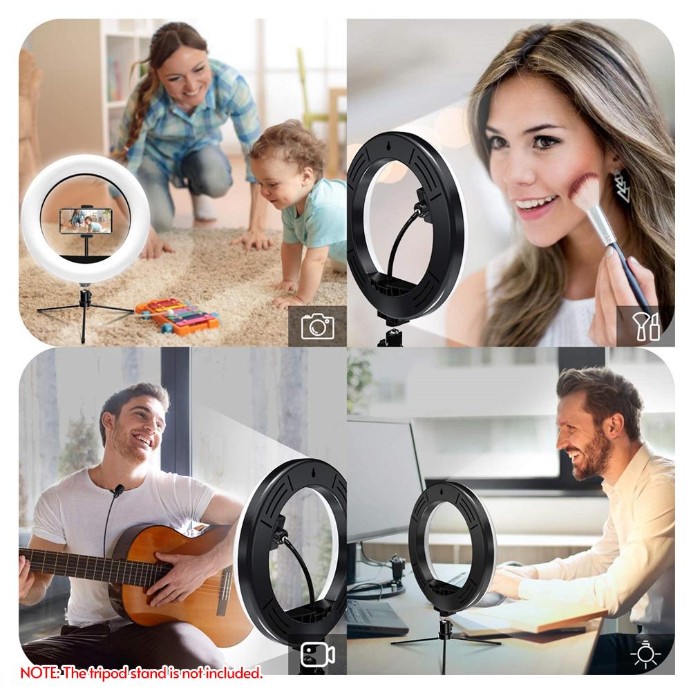 Đèn LED hình vòng tròn 26cm / 10 inch có thể điều chỉnh độ sáng 2700K-6500K điều khiển từ xa Bluetooth