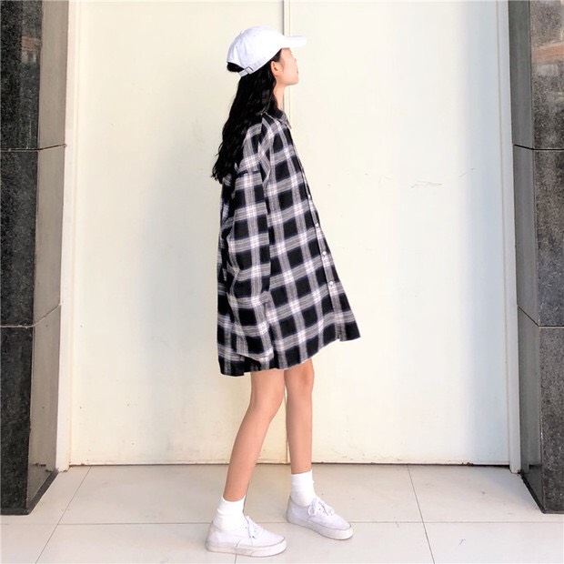 Áo sơ mi unisex form rộng - somi nam nữ sọc số 15