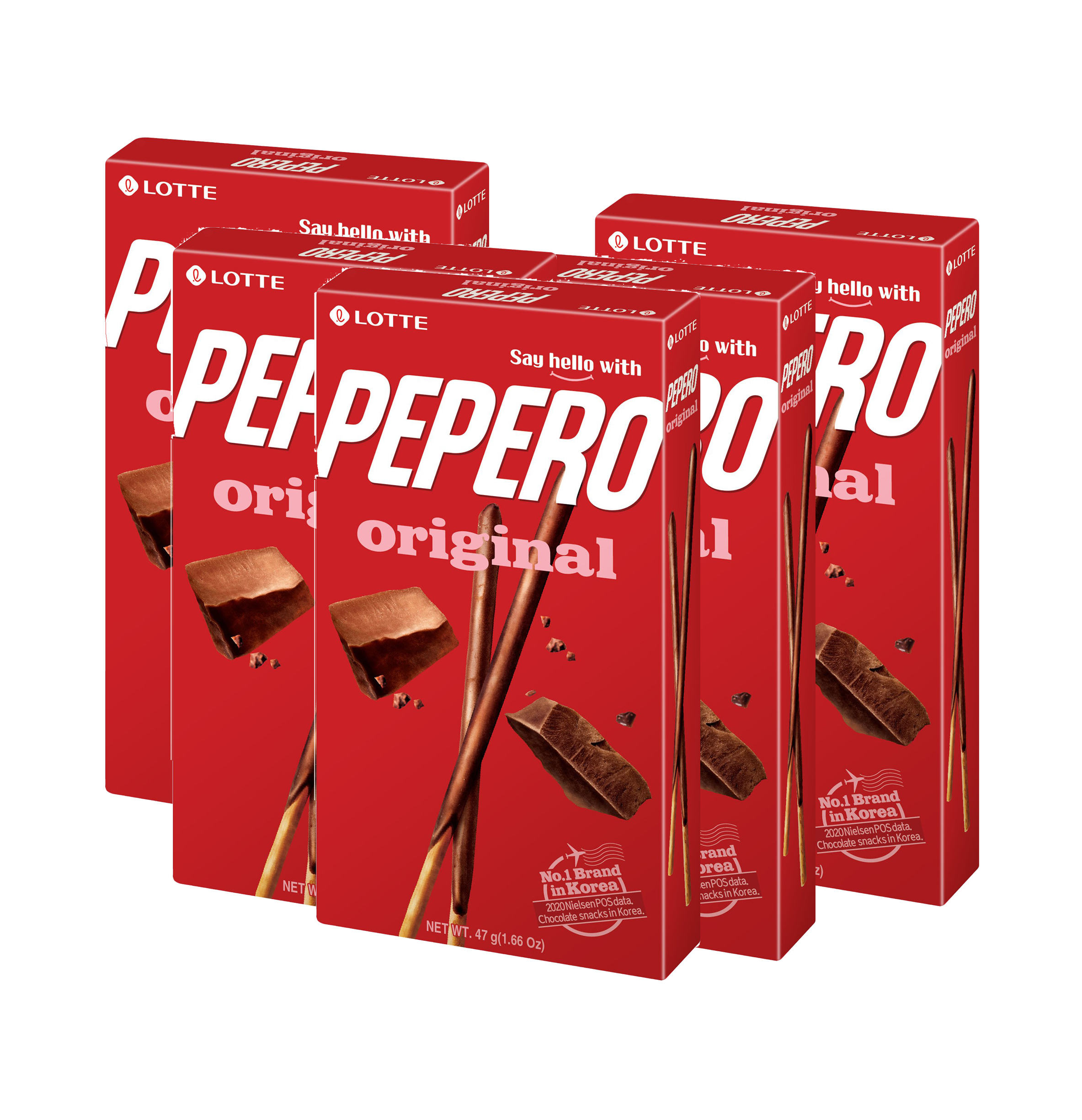 Combo 5 hộp bánh que Lotte Pepero giòn tan phủ Sô-cô-la