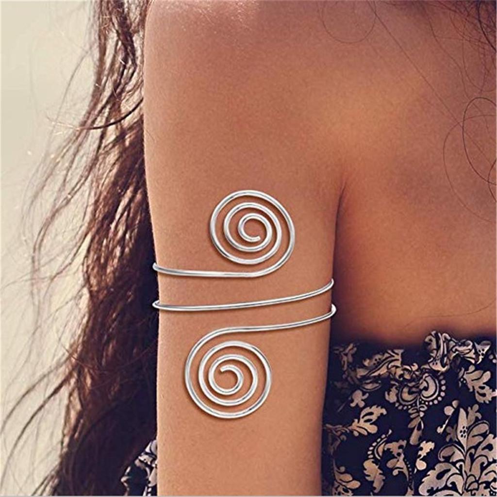 Women Upper Arm Band Armlet Multilayer Bangle Bracelet Jewelry Golden