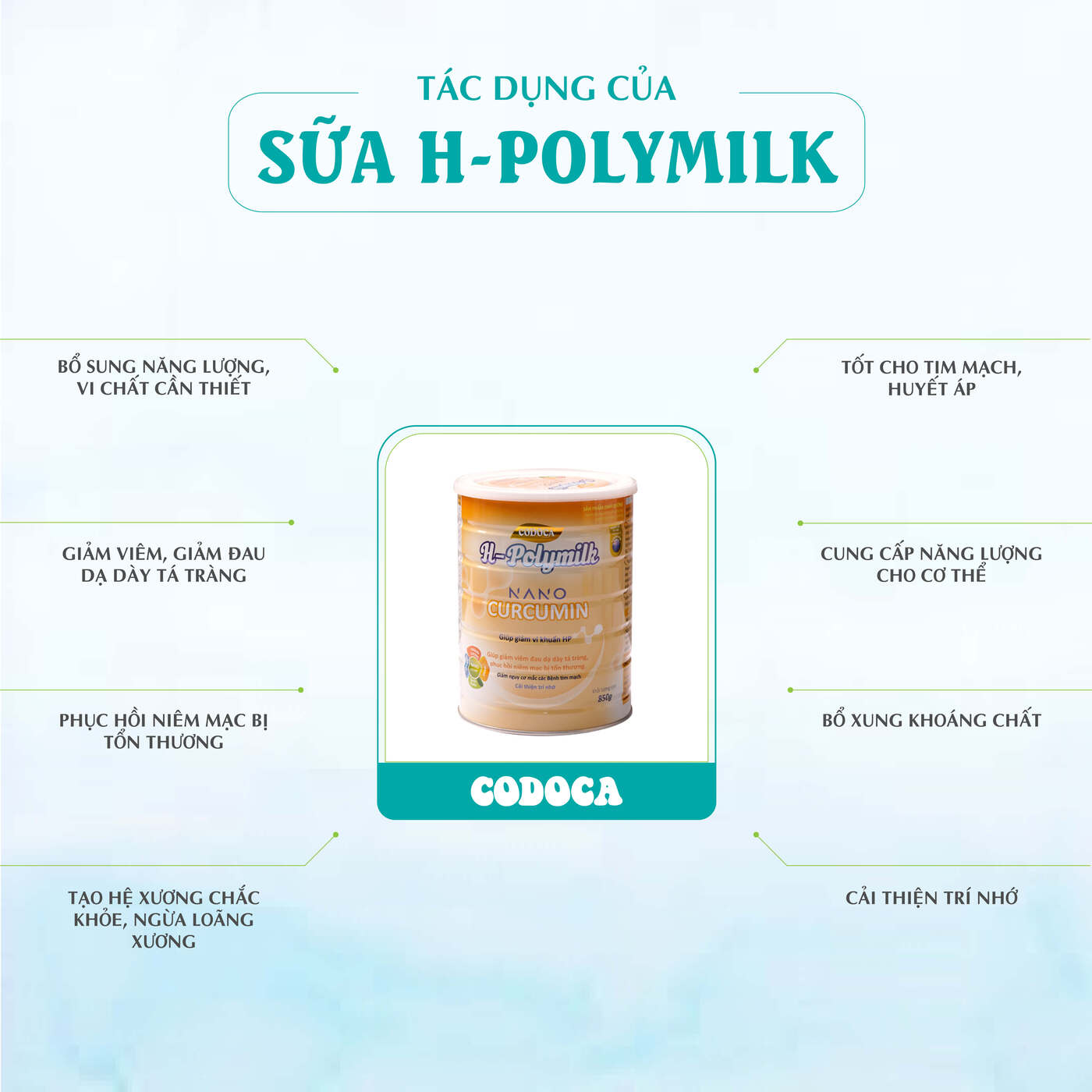 Milk Codoca H-Polymilk Tốt cho người đau dạ dày, tá tràng