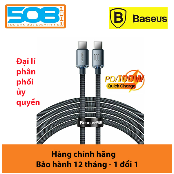 Cáp sạc nhanh siêu bền C to C 100W Baseus Crystal Shine CAJY000601 (1.2m) - Hàng chính hãng